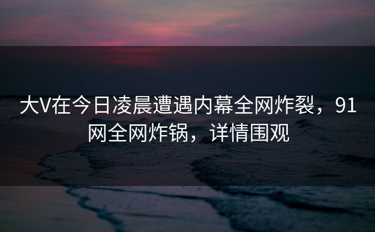 大V在今日凌晨遭遇内幕全网炸裂，91网全网炸锅，详情围观