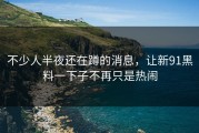 不少人半夜还在蹲的消息，让新91黑料一下子不再只是热闹