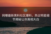 网曝最新黑料社区爆料，热议明星细节揭秘让你真相大白