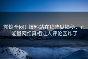 震惊全网！爆料站在线吃瓜揭秘，正能量网红真相让人评论区炸了