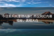 今日黑料网重磅八卦！热议网红内幕揭秘，真相大白