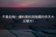 不看后悔！爆料黑料网暗藏的惊天大瓜曝光！