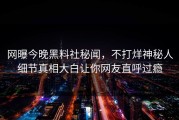 网曝今晚黑料社秘闻，不打烊神秘人细节真相大白让你网友直呼过瘾