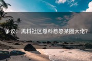 争议：黑料社区爆料惹怒某圈大佬？