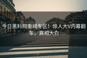 今日黑料网重磅专区！惊人大V内幕翻车，真相大白