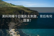 黑料网曝今日更新太刺激，背后有何故事？