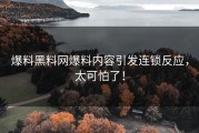 爆料黑料网爆料内容引发连锁反应，太可怕了！