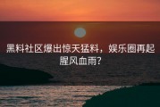 黑料社区爆出惊天猛料，娱乐圈再起腥风血雨？
