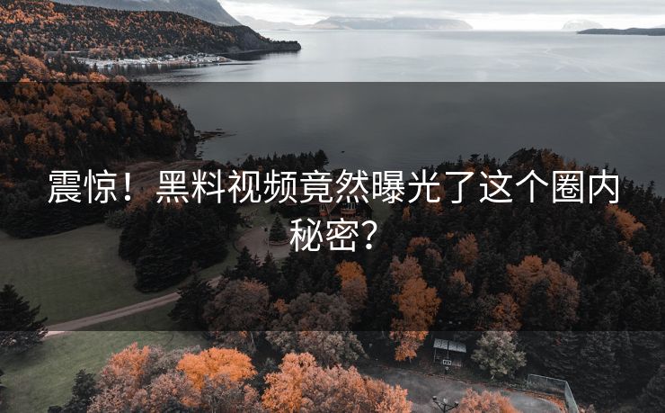 震惊！黑料视频竟然曝光了这个圈内秘密？