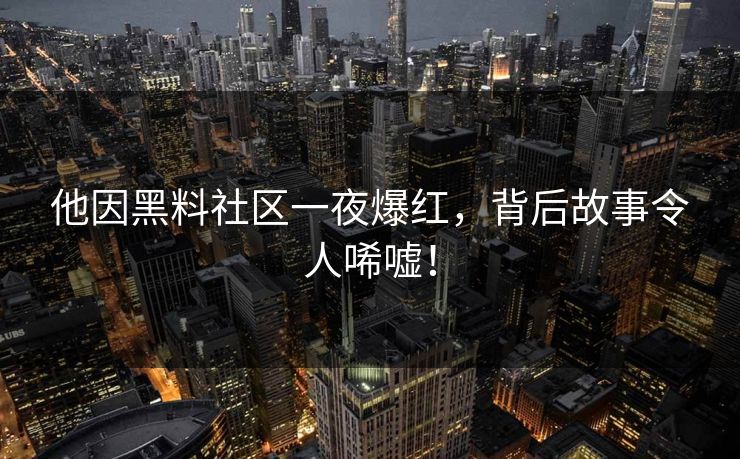 他因黑料社区一夜爆红，背后故事令人唏嘘！