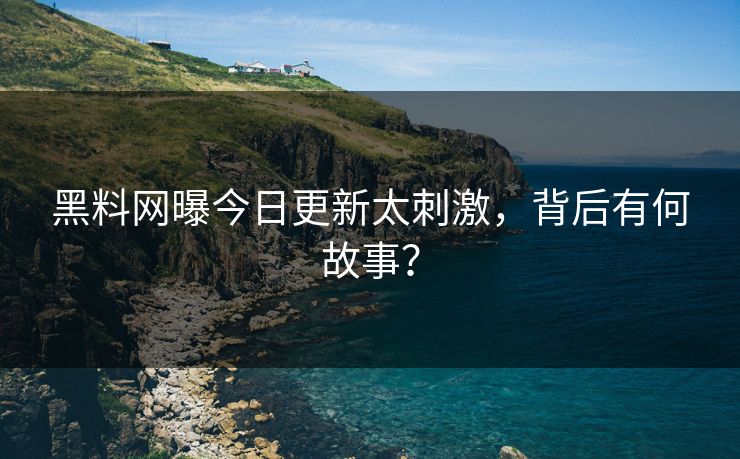 黑料网曝今日更新太刺激，背后有何故事？
