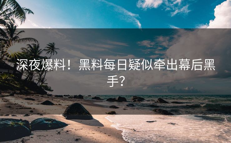 深夜爆料！黑料每日疑似牵出幕后黑手？