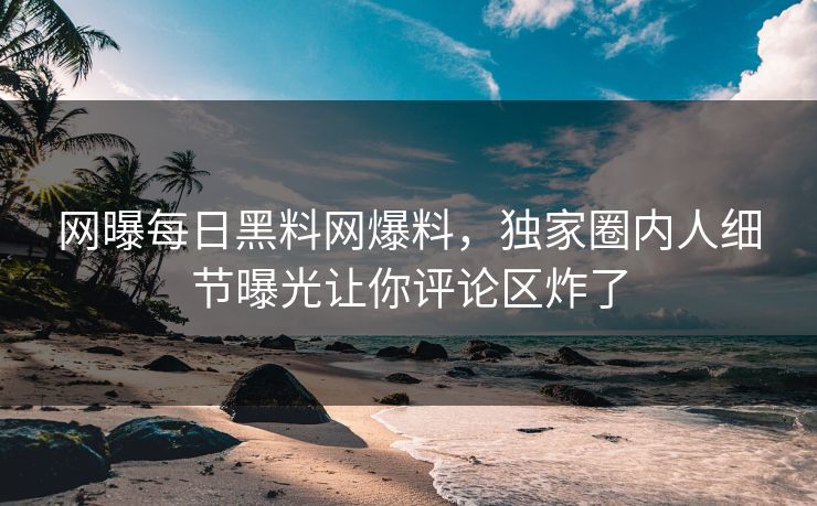 网曝每日黑料网爆料，独家圈内人细节曝光让你评论区炸了