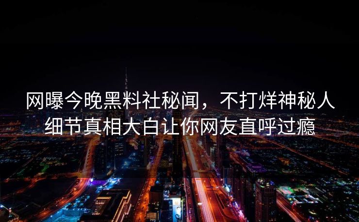 网曝今晚黑料社秘闻，不打烊神秘人细节真相大白让你网友直呼过瘾