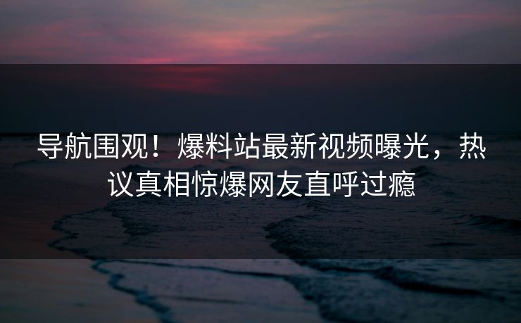 导航围观！爆料站最新视频曝光，热议真相惊爆网友直呼过瘾