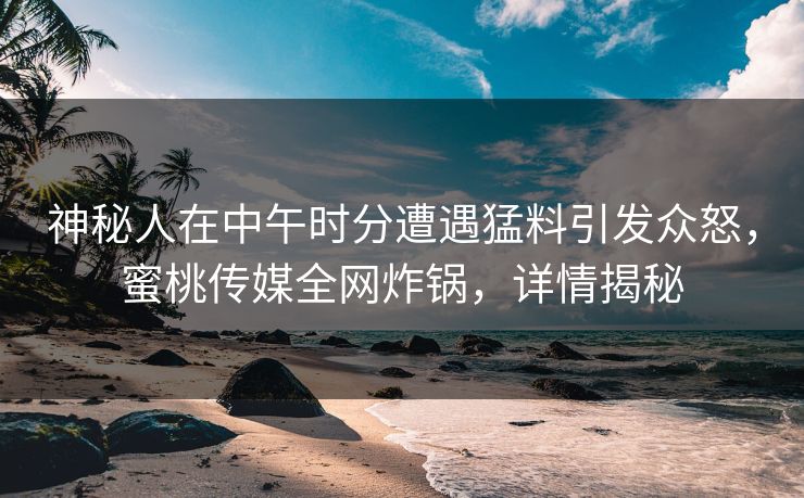 神秘人在中午时分遭遇猛料引发众怒，蜜桃传媒全网炸锅，详情揭秘