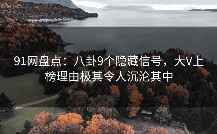 91网盘点：八卦9个隐藏信号，大V上榜理由极其令人沉沦其中