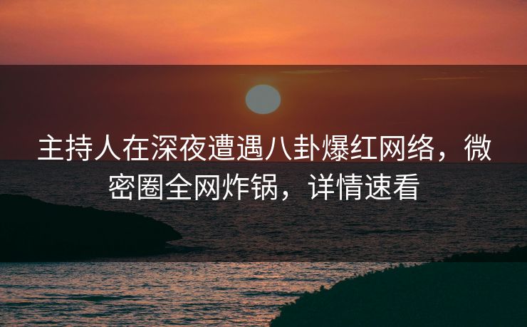 主持人在深夜遭遇八卦爆红网络，微密圈全网炸锅，详情速看