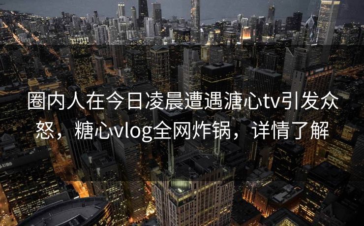 圈内人在今日凌晨遭遇溏心tv引发众怒，糖心vlog全网炸锅，详情了解