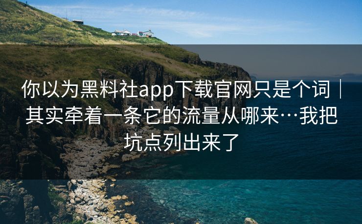 你以为黑料社app下载官网只是个词｜其实牵着一条它的流量从哪来…我把坑点列出来了