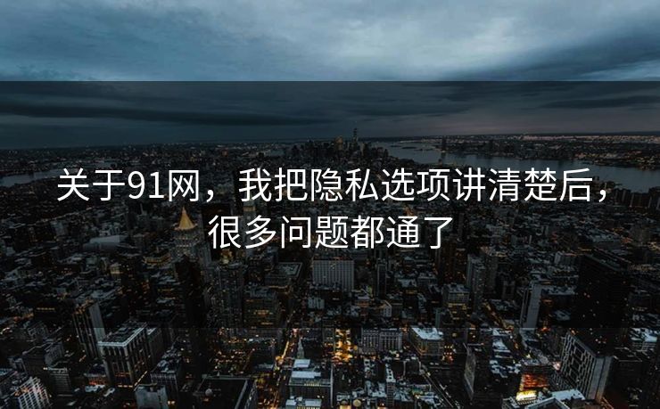 关于91网，我把隐私选项讲清楚后，很多问题都通了